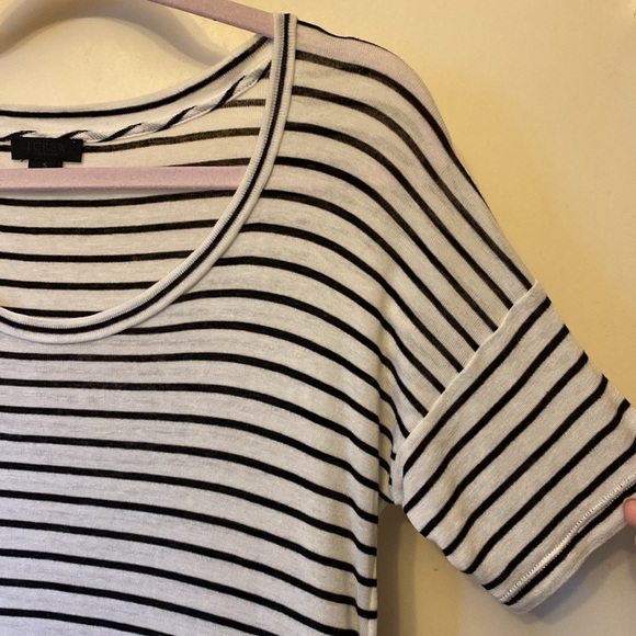 J. Crew Tops - J. Crew Black and White Striped Crew Neck Short Sleeve T Shirt Size S